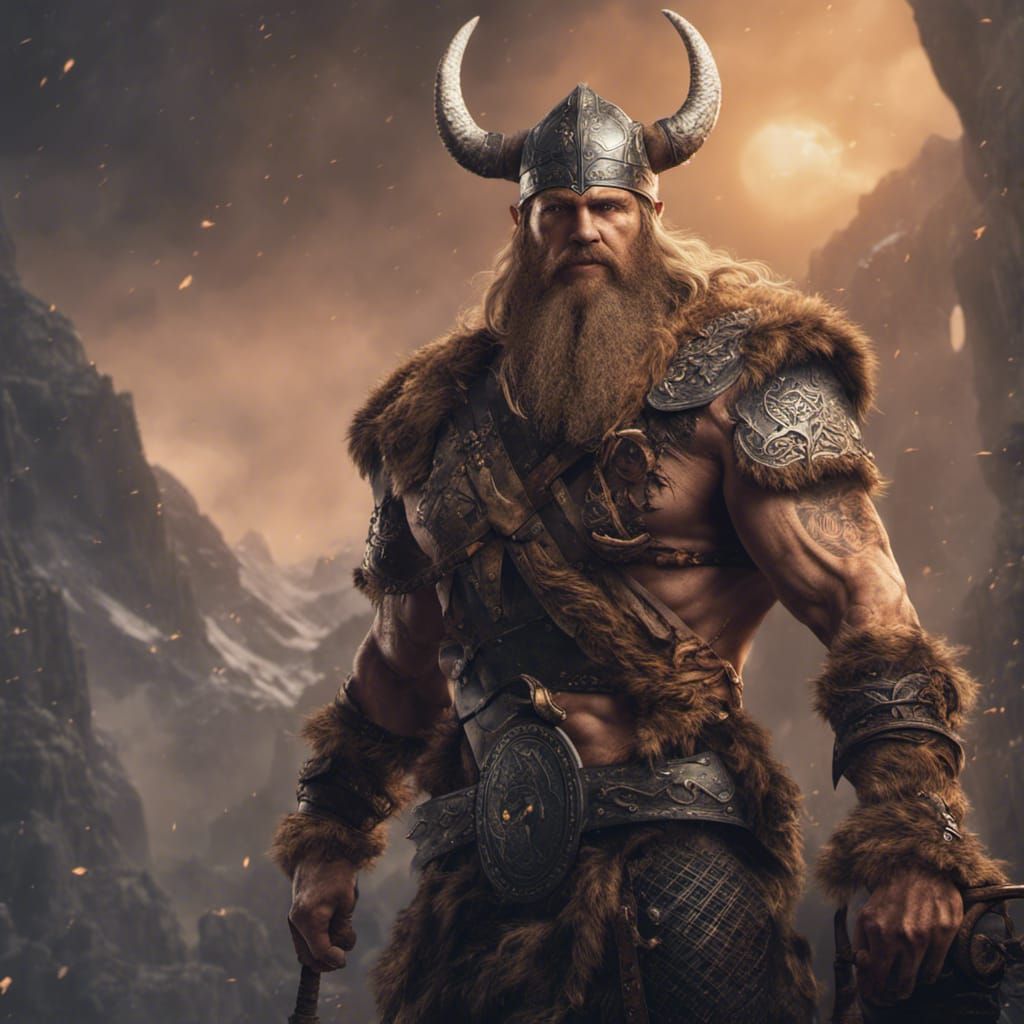 Muscle Viking King in Detailed Matte Painting