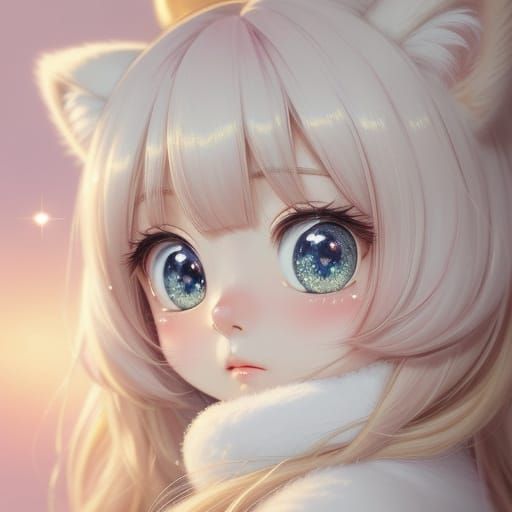 Cute Anime Creature Portrait in Pastel Colors