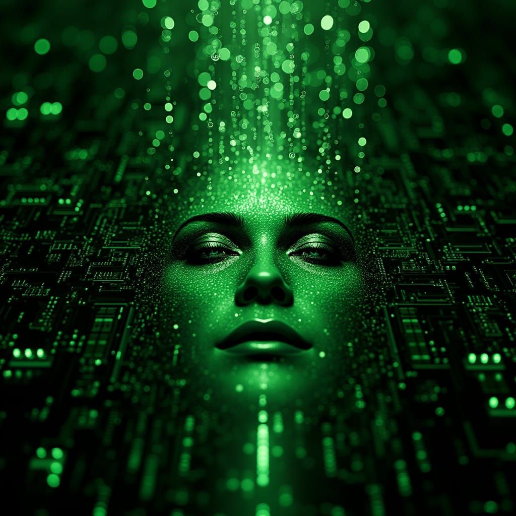 Hyper-Realistic Code Falls, Revealing Neo and Trinity in Rad...