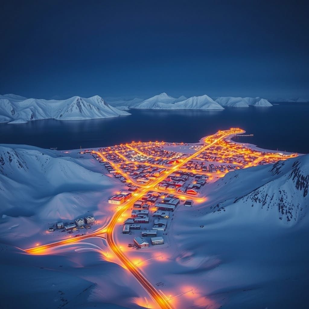 Northernmost City on Earth, Glowing in Arctic Splendor