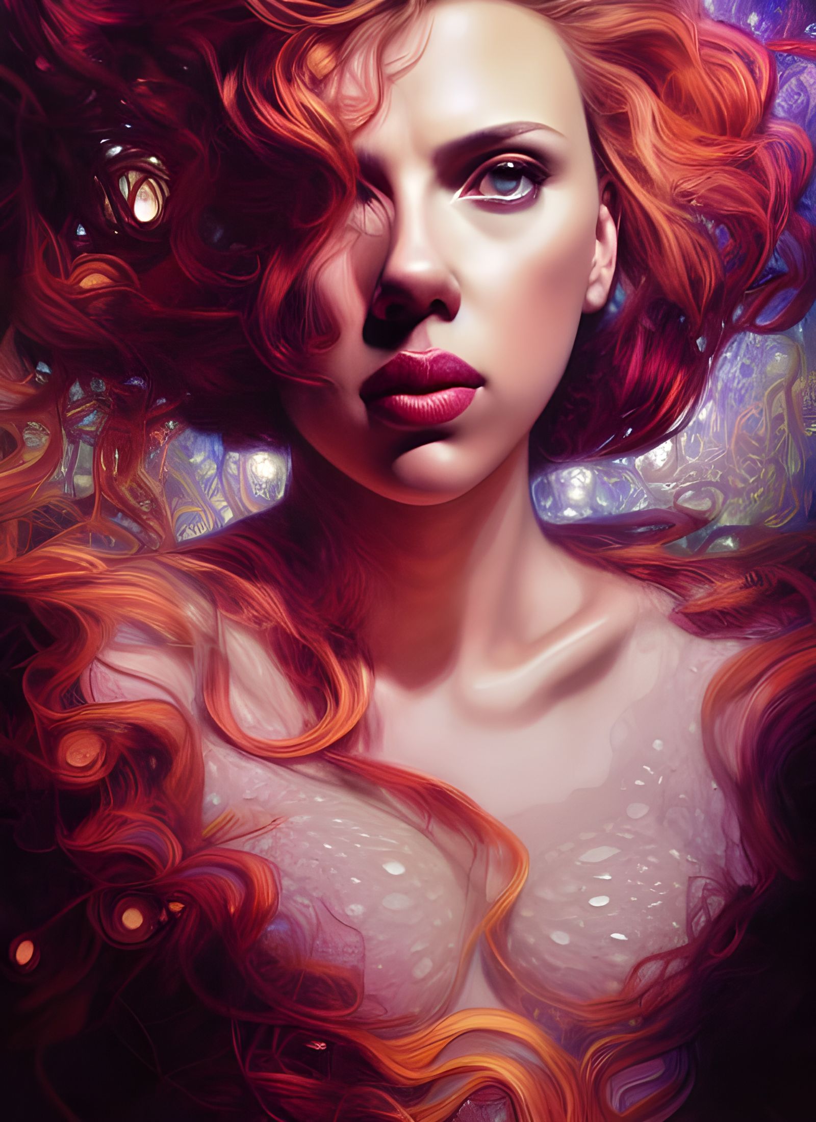 Fractal Iridescent Portrait with Glowing Edges