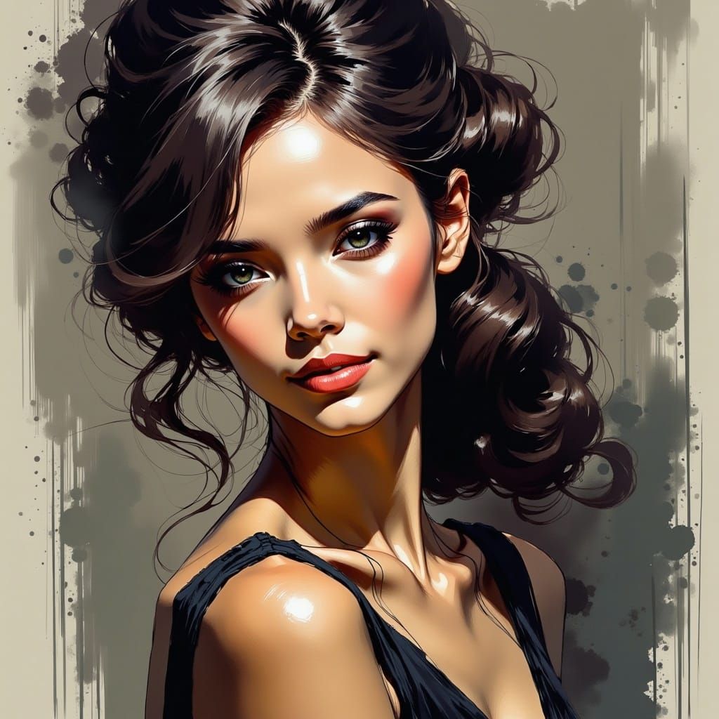 Elegant Woman Illustration in Adam Hughes Style