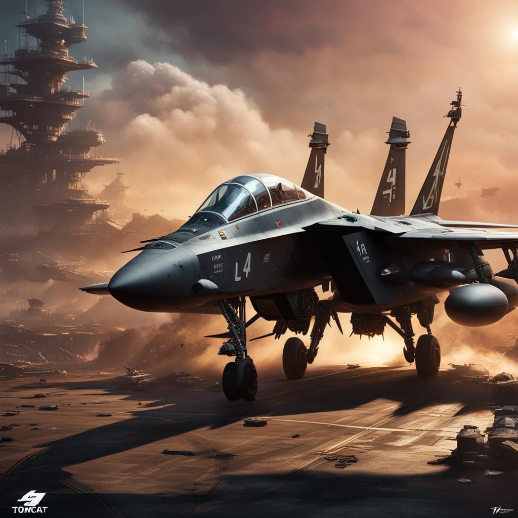 Detailed F-14 Tomcat Matte Painting in Deep Color