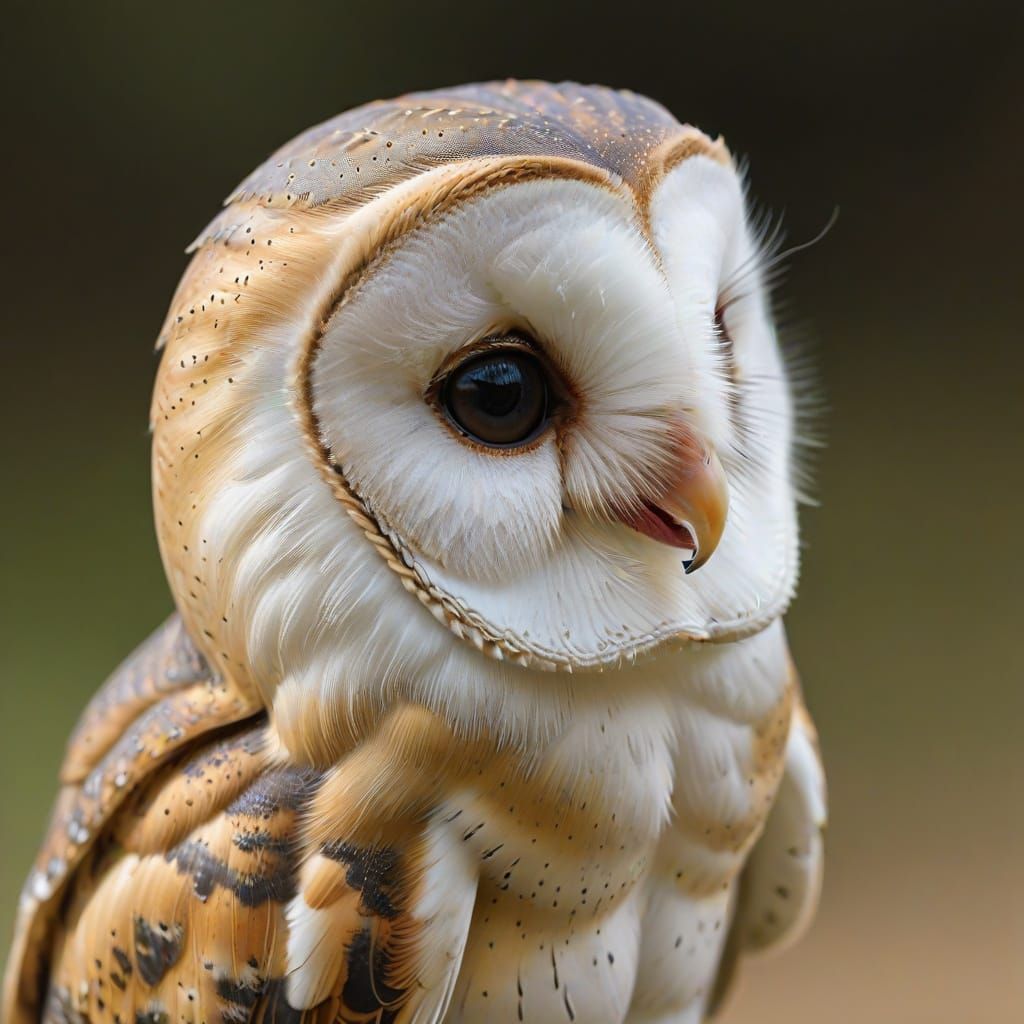 Close-up Side Portrait of an Adorable Barn Owl