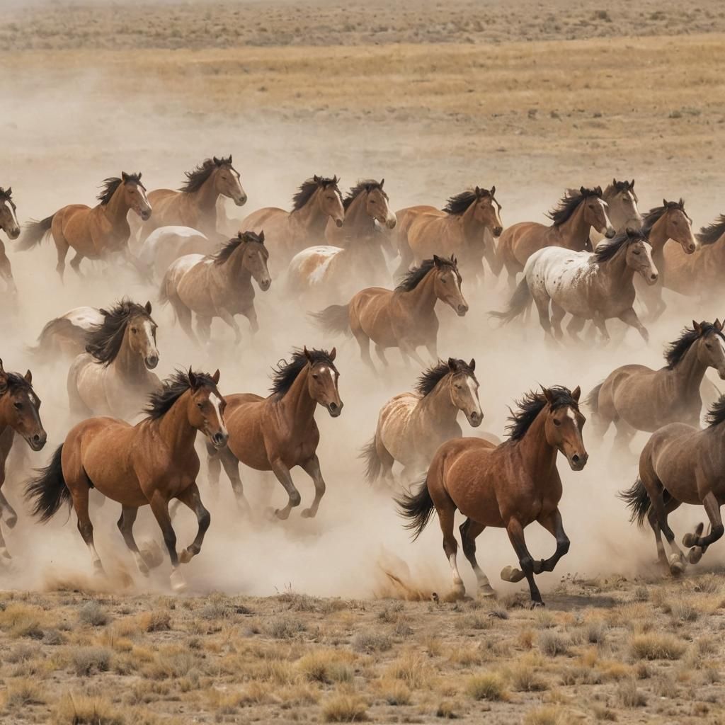 Wild Horses Galloping: Graffiti Art on Expansive Plains