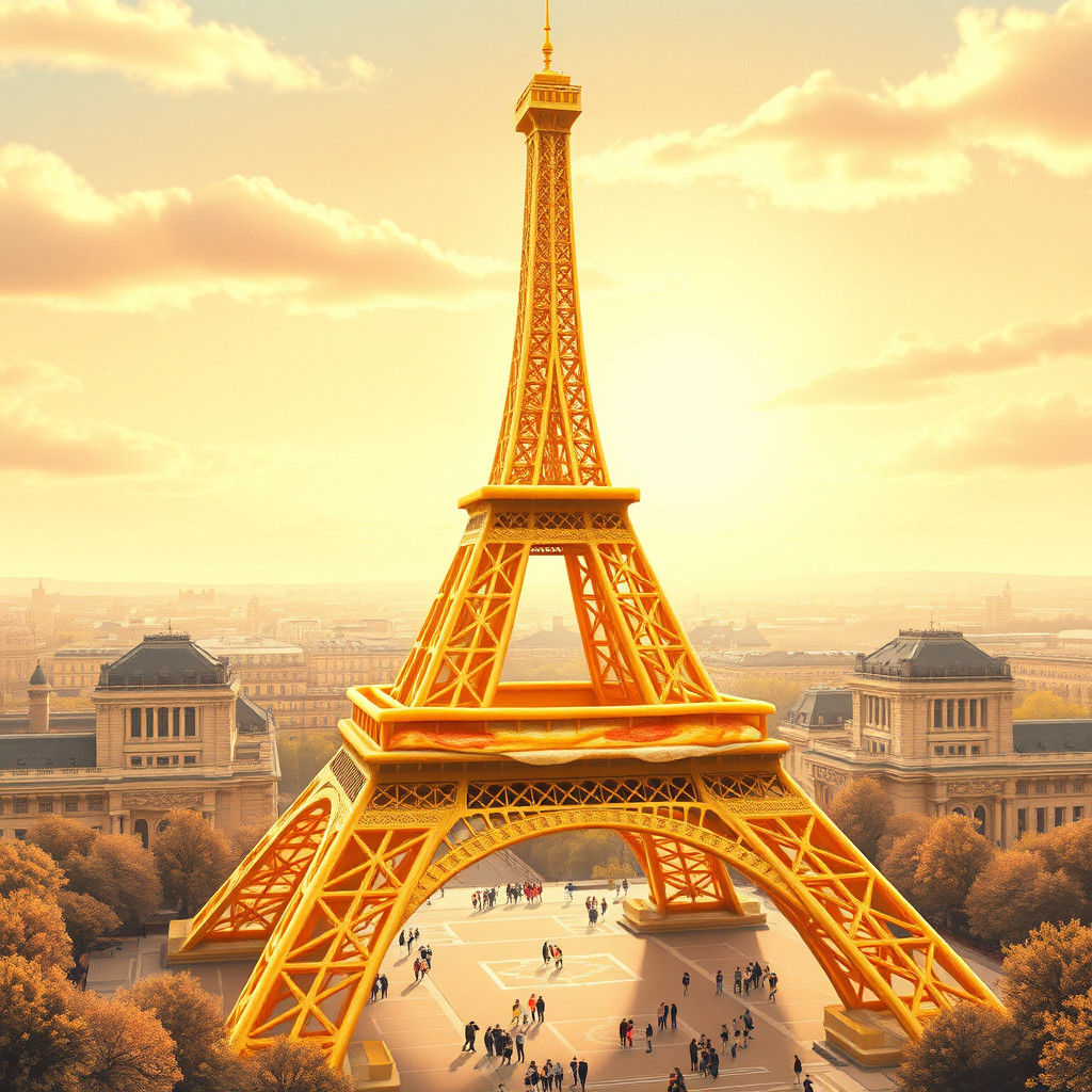 Eiffel Tower Omelette in Futuristic Realism