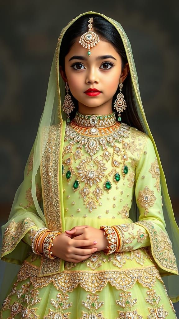 Exquisite Islamic Bridal Gown in Mughal Style with Luxurious...