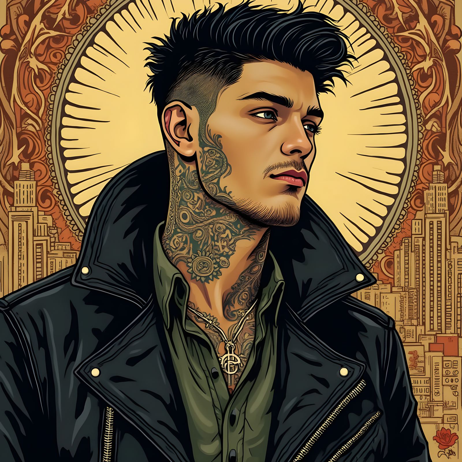 Art Nouveau Gang Member Illustration in Chicago