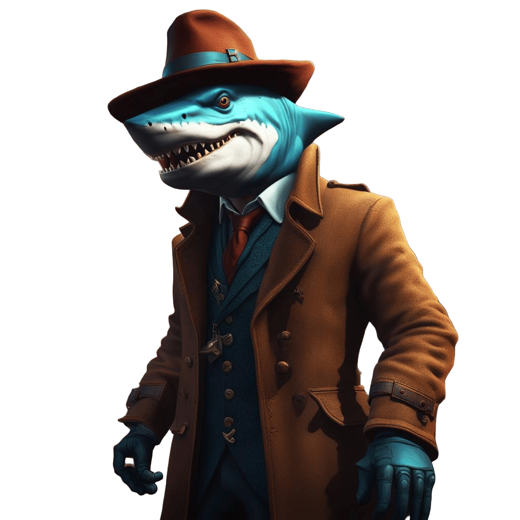 Shark-Headed Detective in Detailed Matte Painting