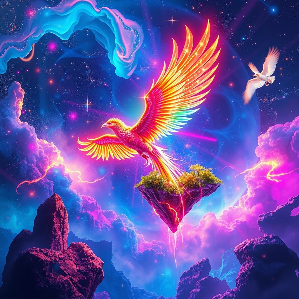 Phoenix Illuminates Cosmic Nebula in Vibrant Display