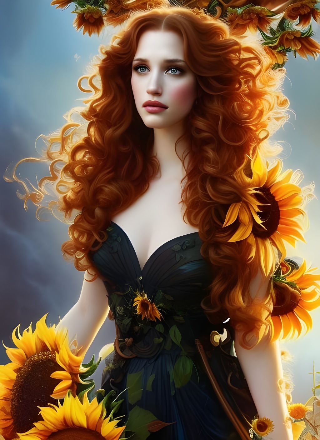 Gorgeous Redhead Portrait in Candy Art Style