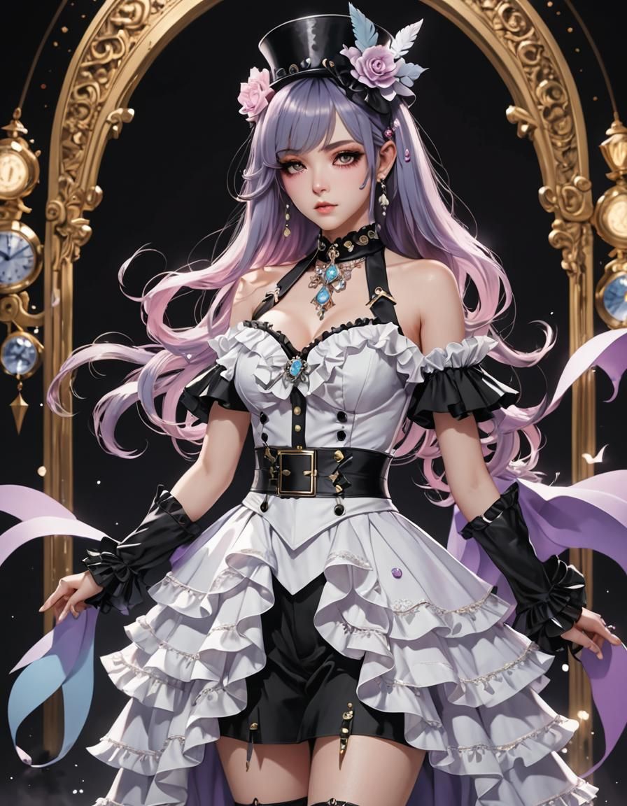 Pastel Goth Ringmaster in Anime Style