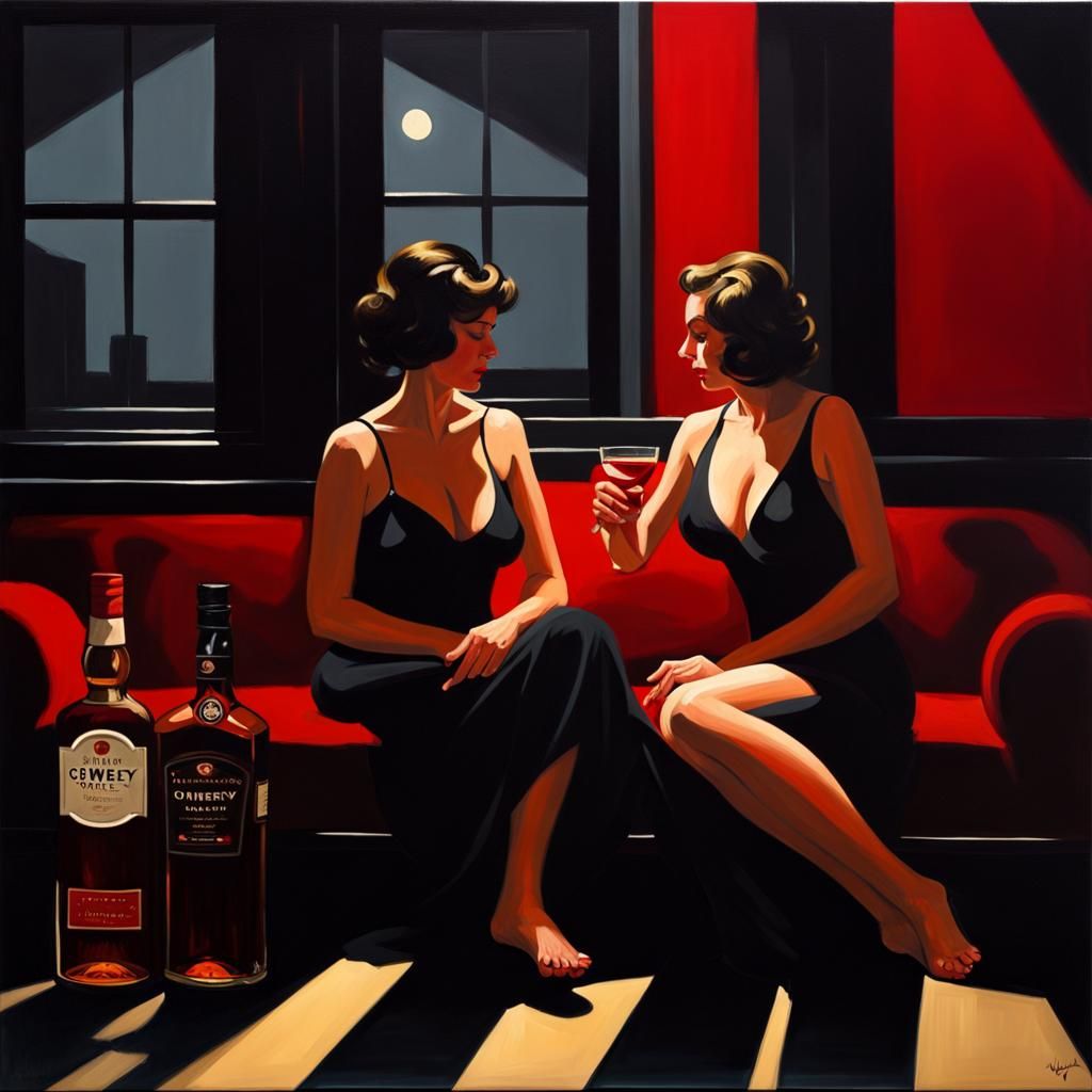 Ladies in a Smokey Hall: Vettriano-esque Scene