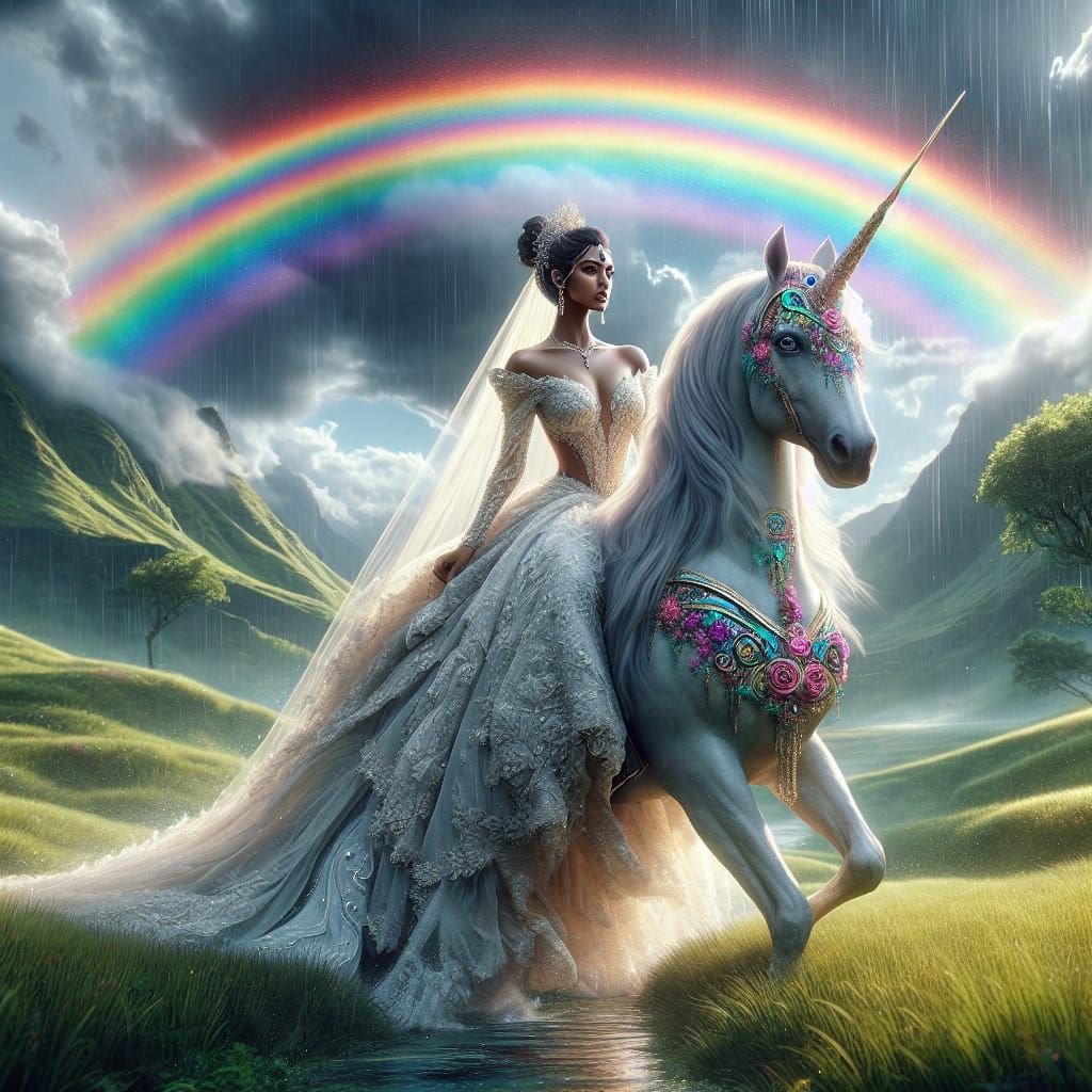 Rainbow Pegacorn Ride: Fantasy Concept Art