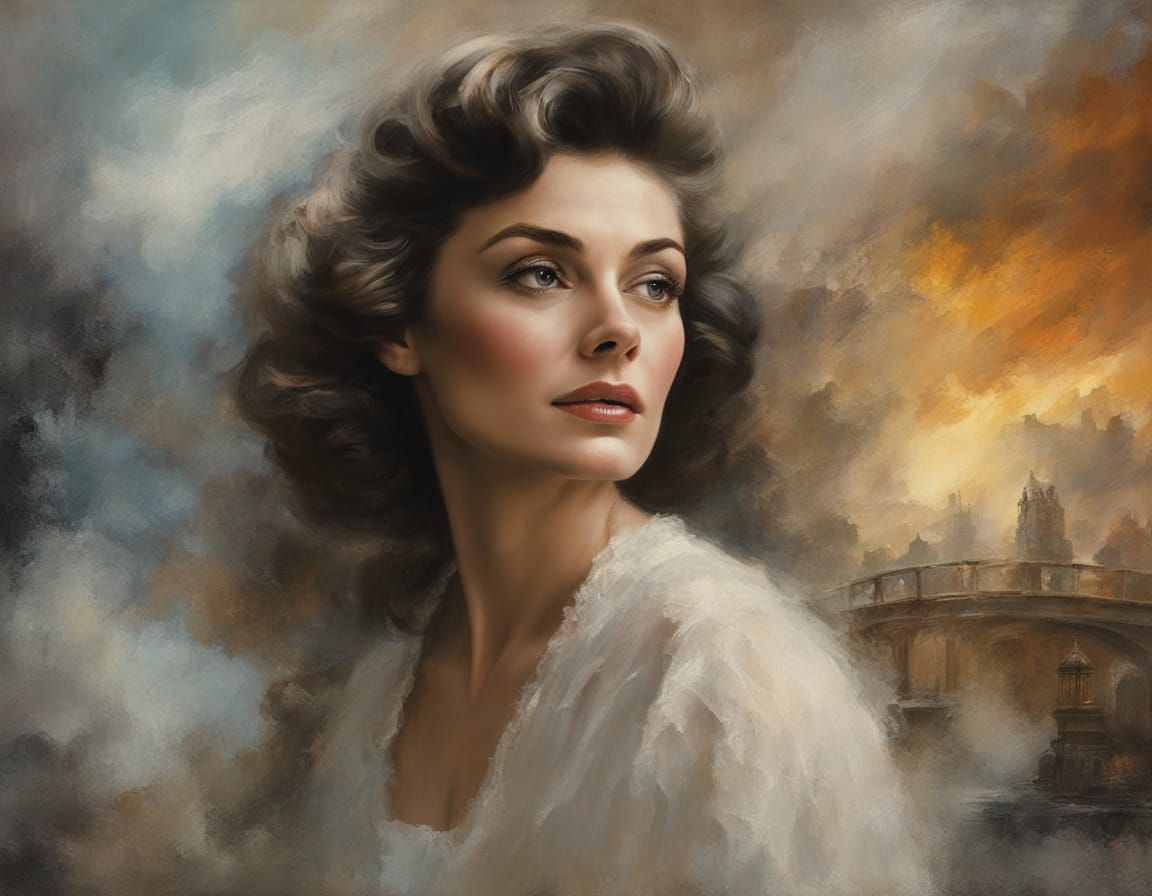 Anne Bancroft Portrait in Dreamy Chalk and Impasto Style