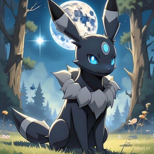 Mysterious Umbreon in a Dark Forest