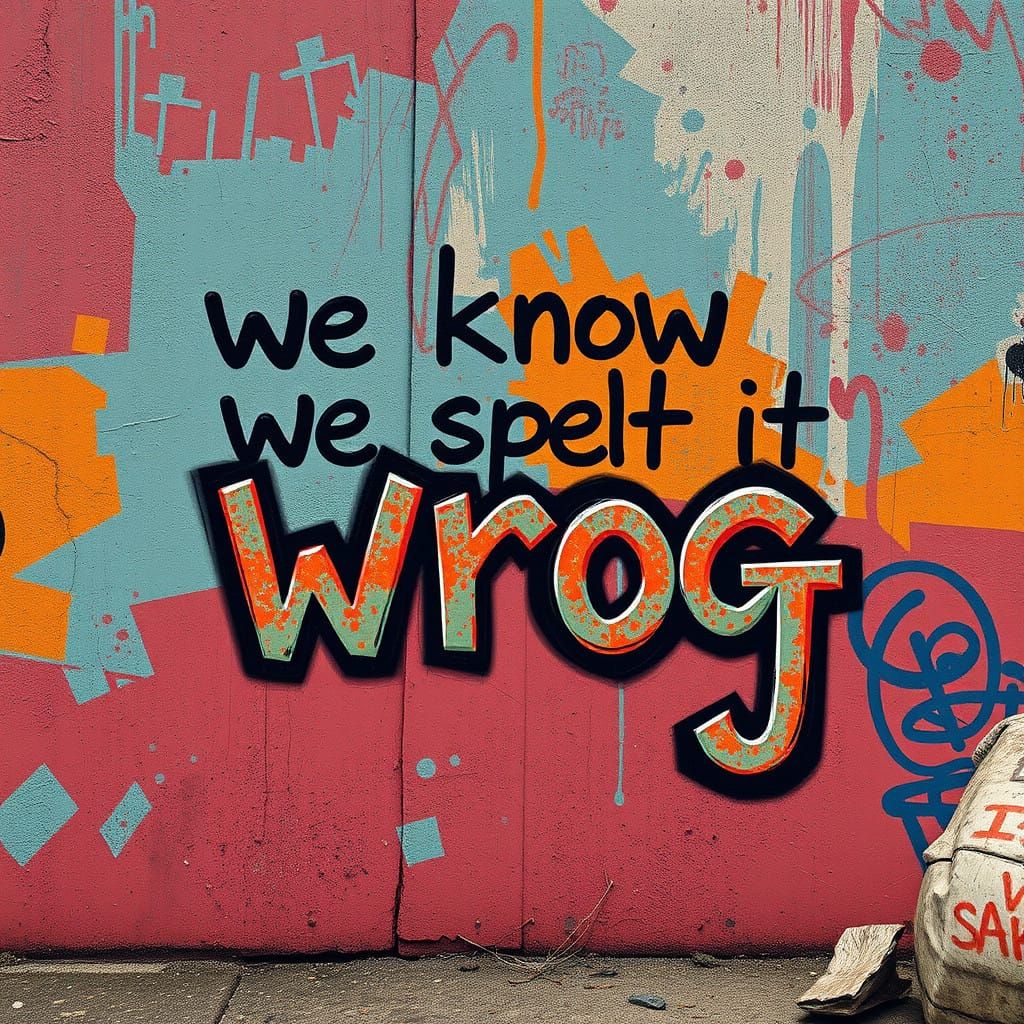 Stylized Graffiti Tag Wall in Futuristic Landscape