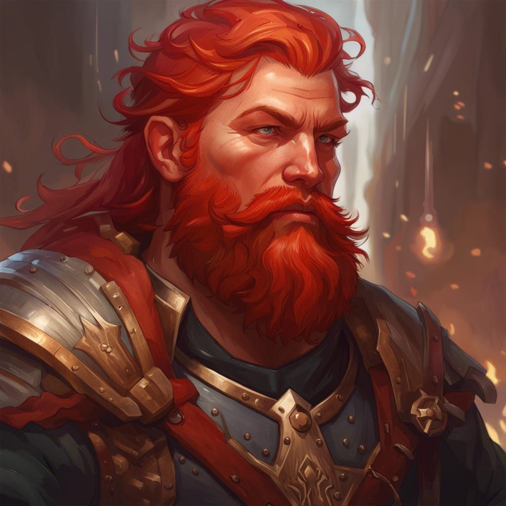 Red-Haired Dwarf Rune Knight Portrait