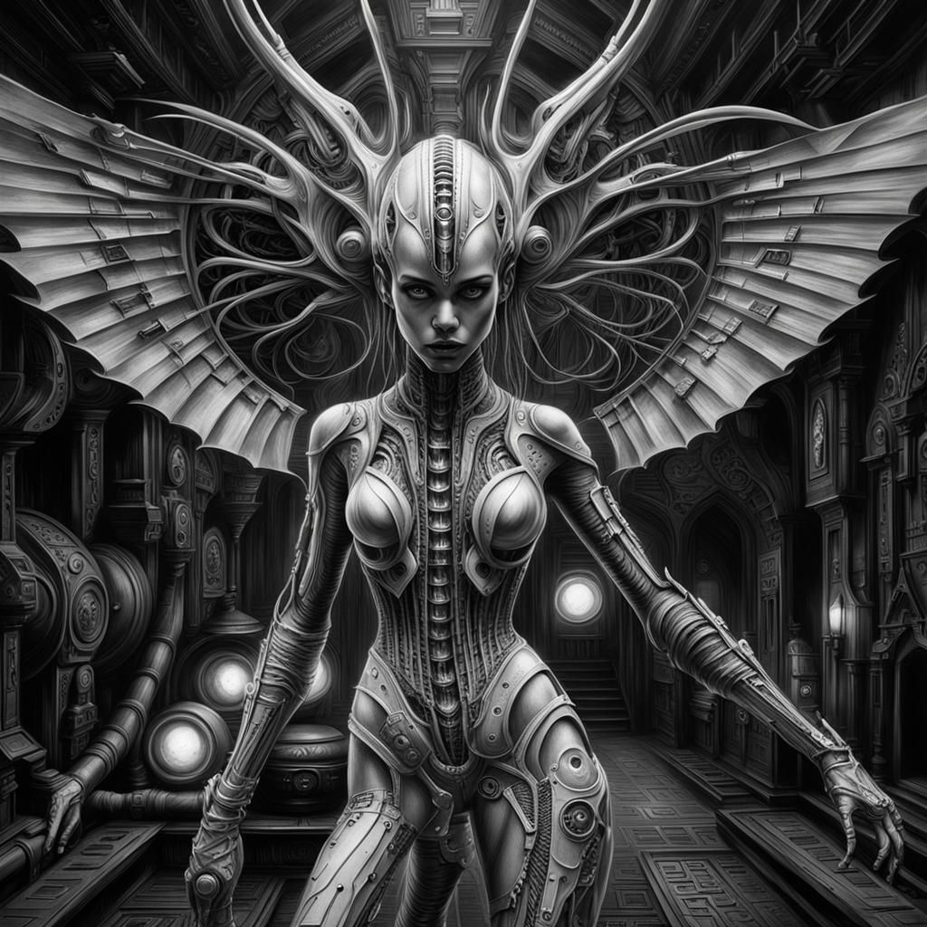 Gothic Cyberpunk Female Portrait in Hyperrealistic Style