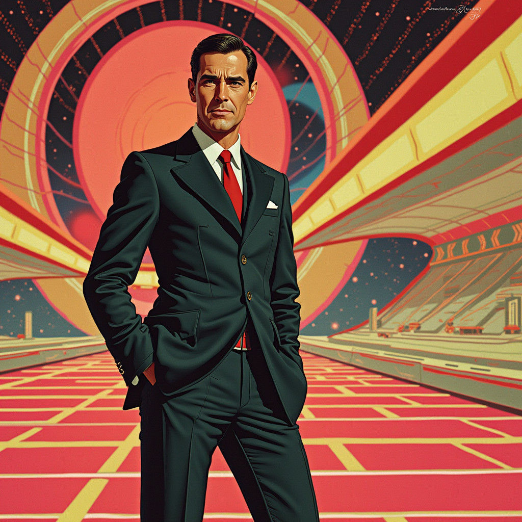 Retro-Futuristic Spy in Psychedelic Pop Art Style