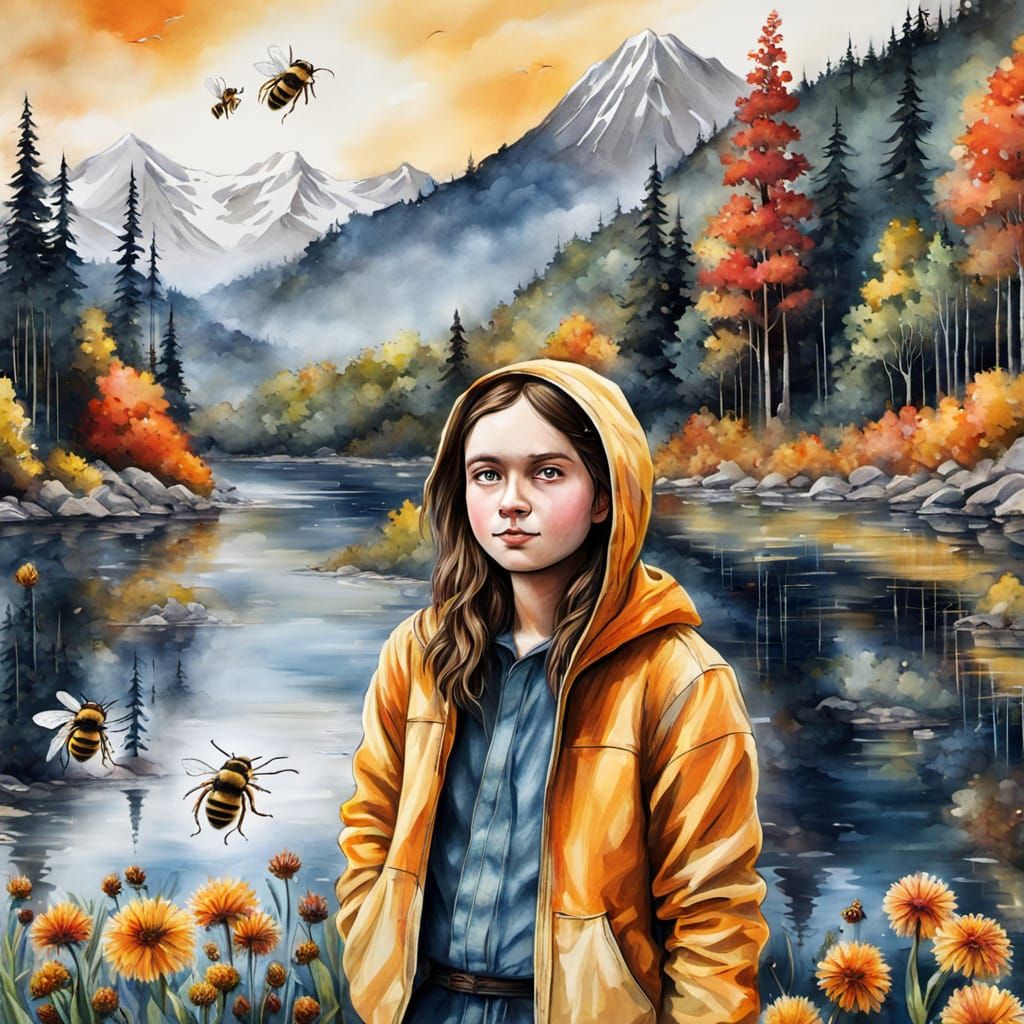 Vibrant Bees in a Sunlit Meadow