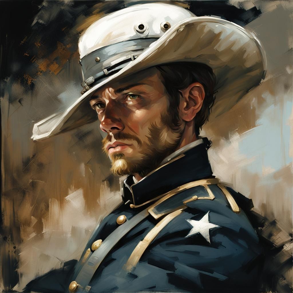 Union Soldier Portrait in Historical Painting Style