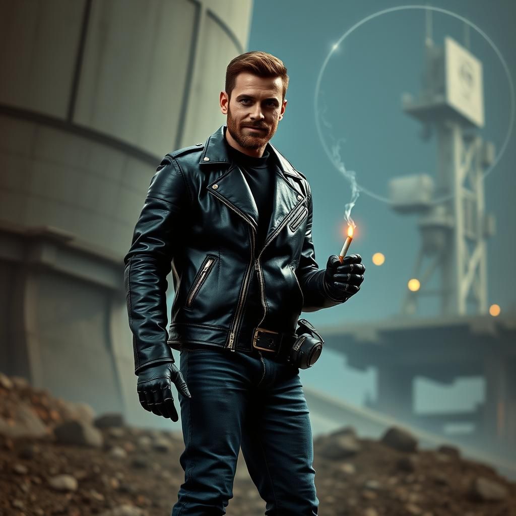 Handsome Robot in Galaxy, Sci-Fi Film Still