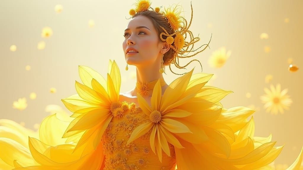 Sunflower Petal Dress: A Hyper-Realistic Fashionista