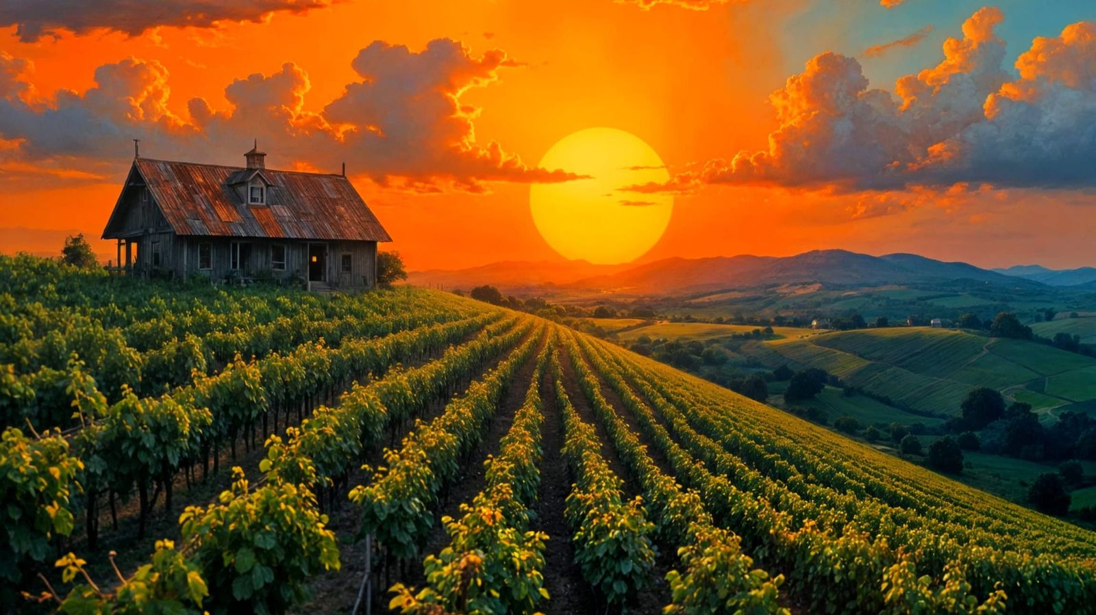 Sunset over Vineyards