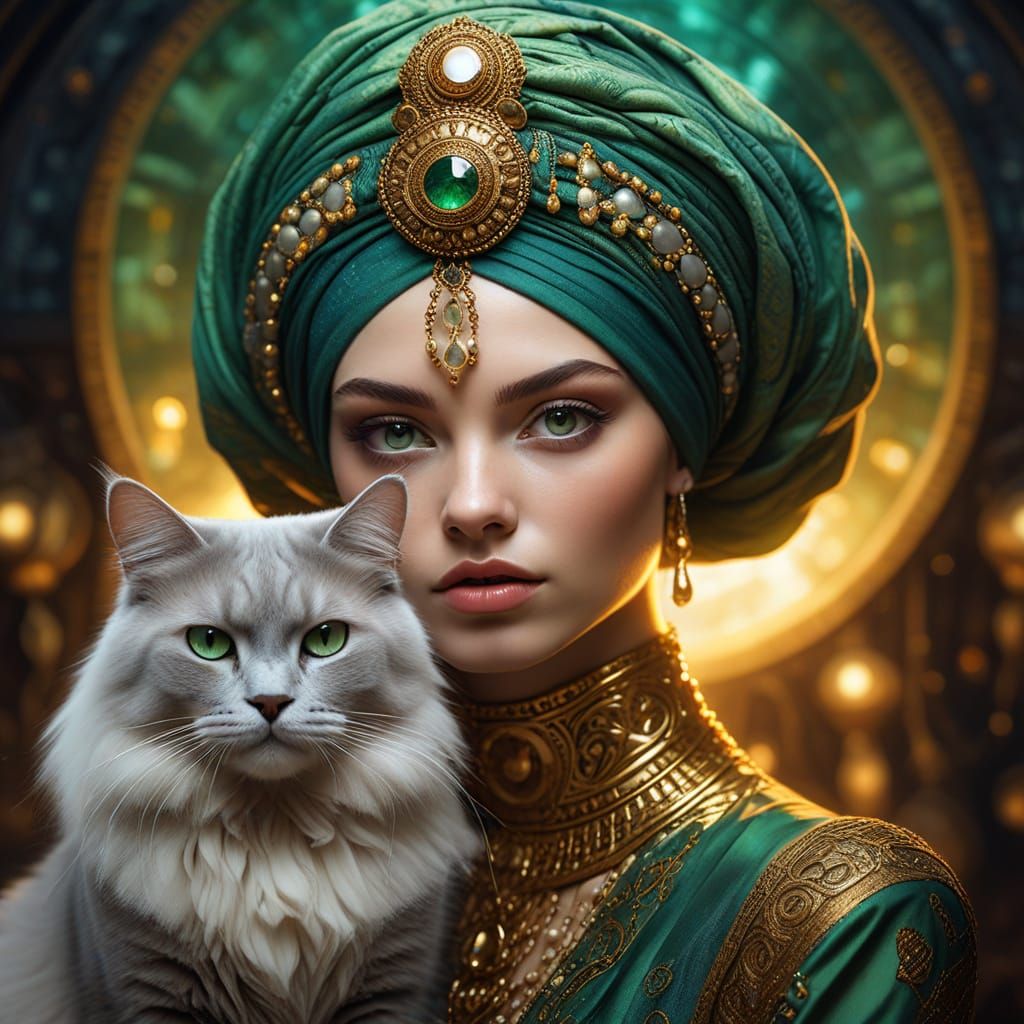 Ethereal Woman with Green Eyes in Surreal Portrait