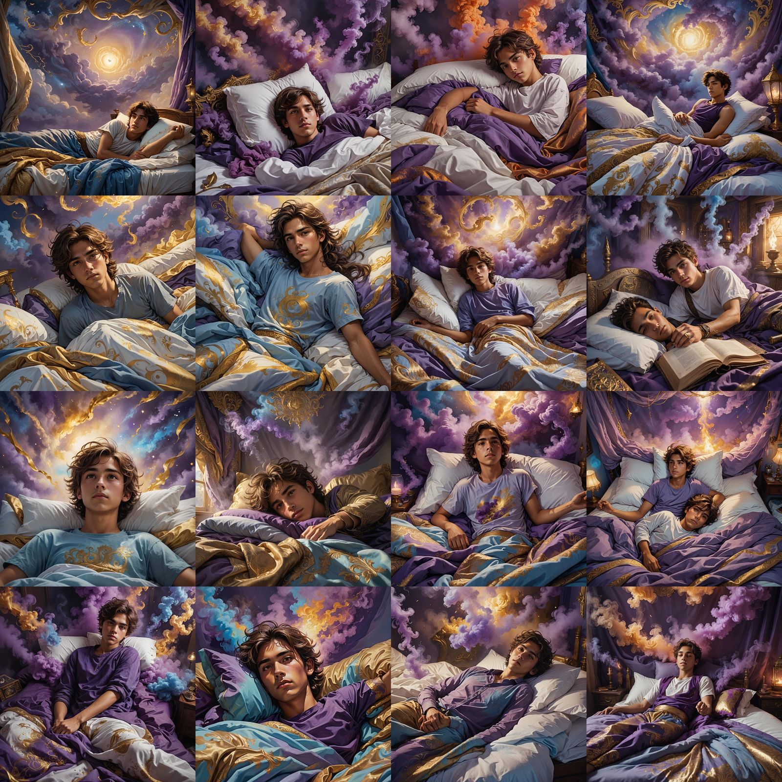 Teen Boy in Smoky Bedroom: Fantasy Concept Art