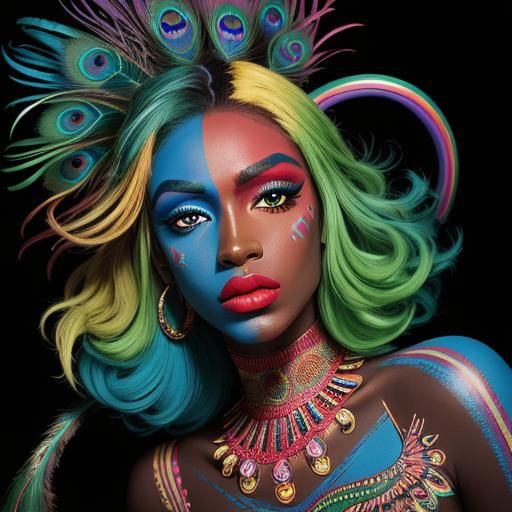 Abstract Rainbow Portrait in Warhol Style