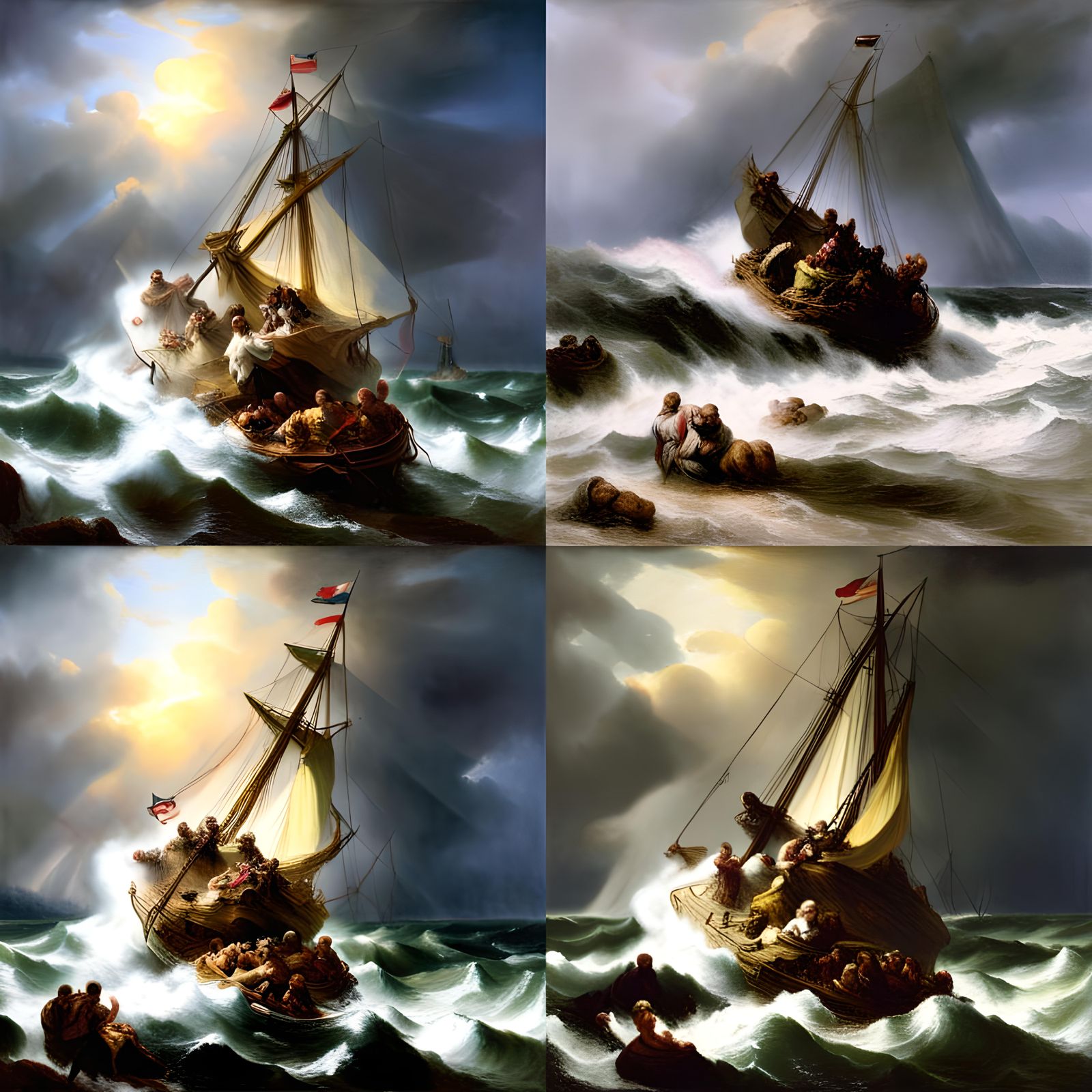Christ Calms the Storm: A Rembrandt-esque Painting