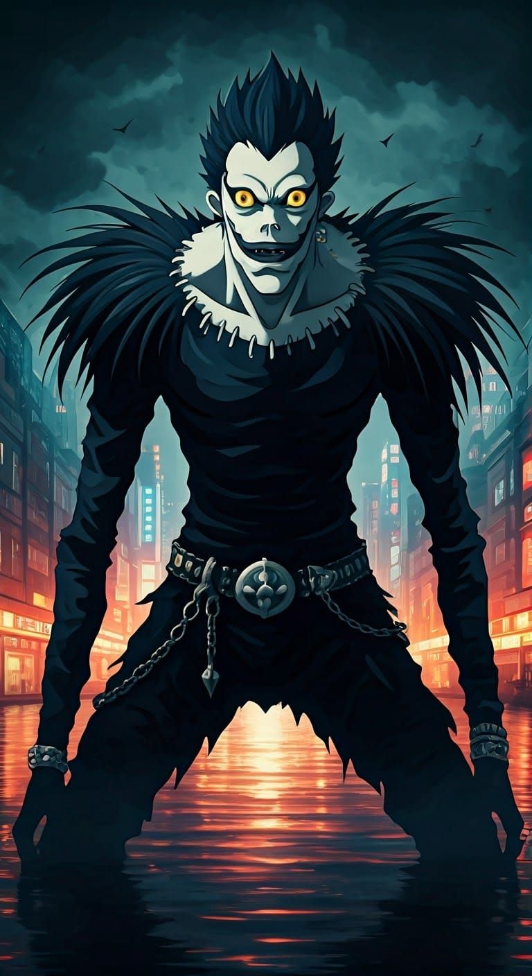 Ryuk in Haunting Gothic Anime Style