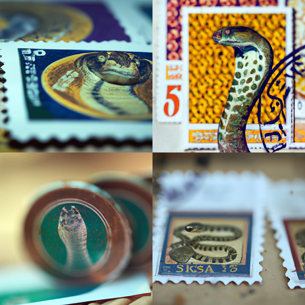 Snake Postage Stamp in Sharp Focus