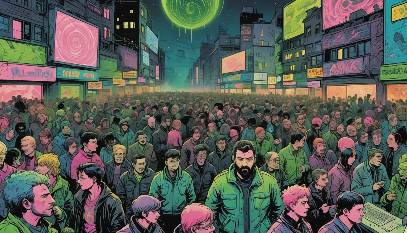 Black Hole Consumes City in Comic Book Art