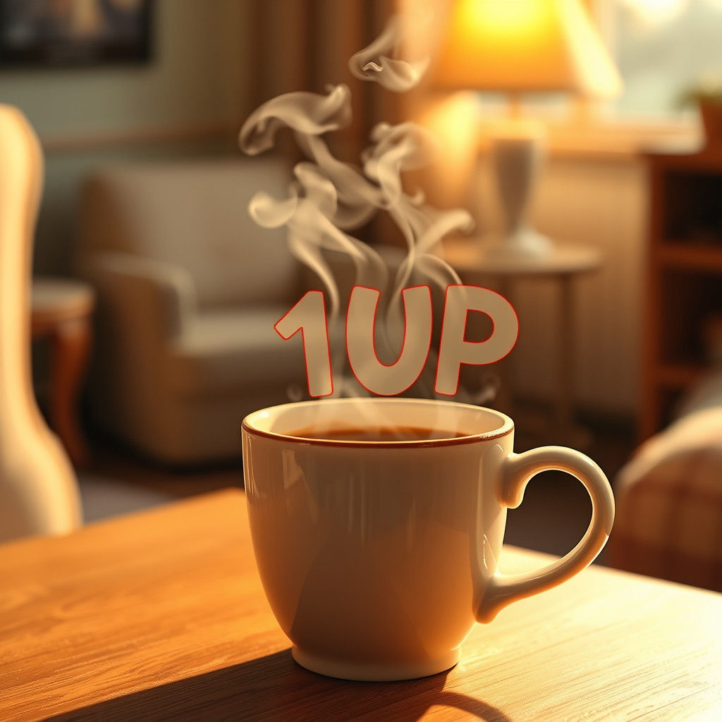 Coffee Steam Creates '1UP' Gaming Message