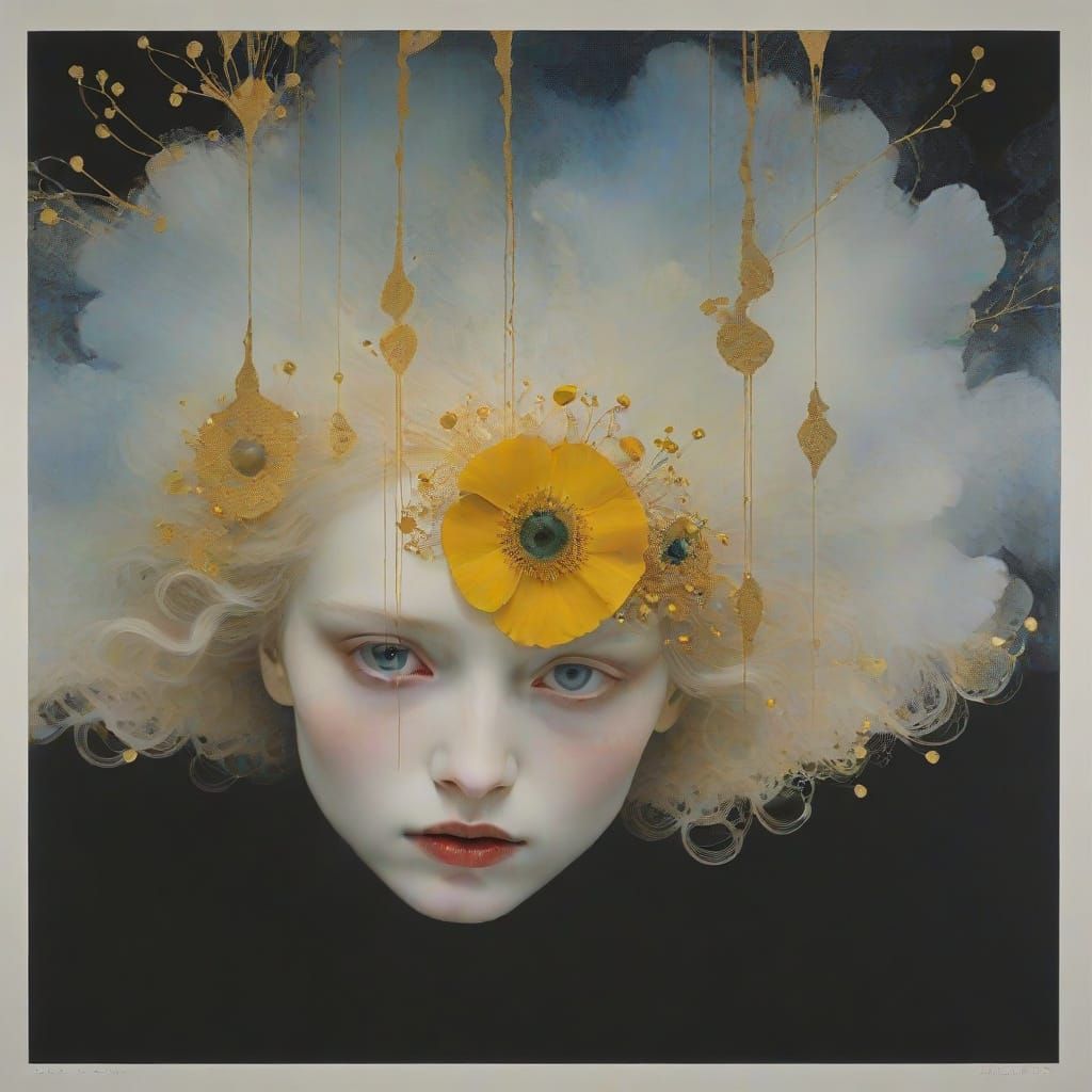 Gilded Goddess in Opulent Art Nouveau Style