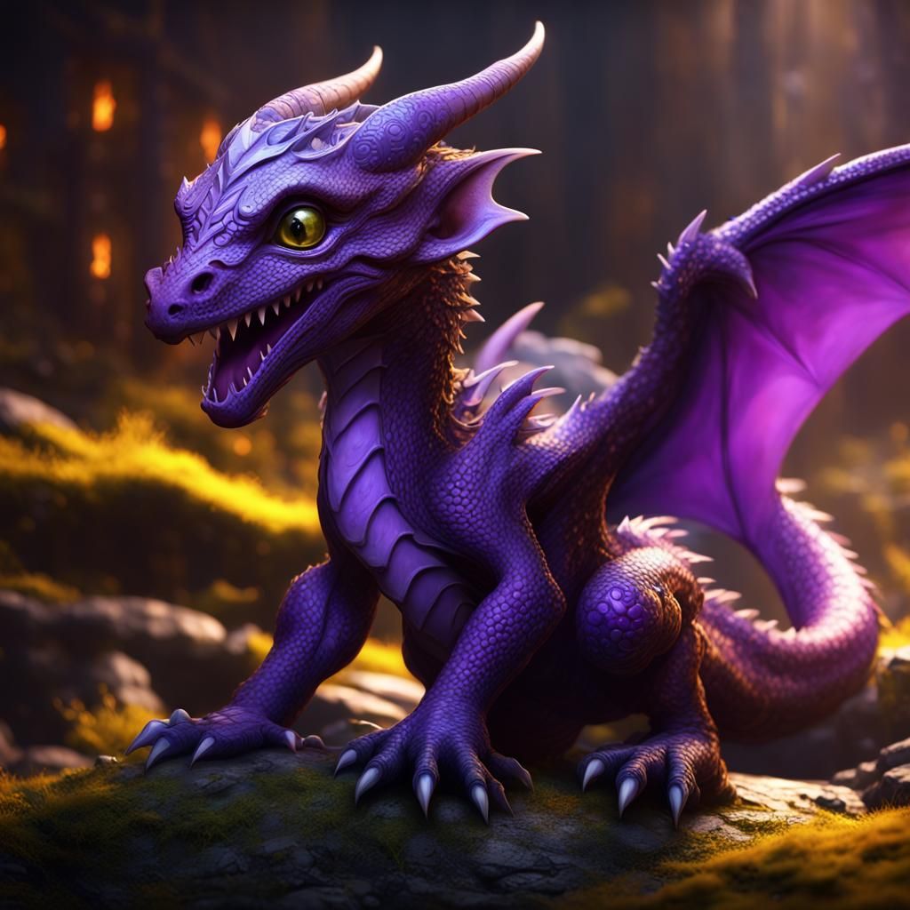 Detailed Baby Dragon in Dark Fantasy Style
