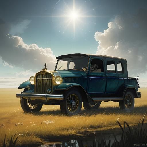 Ram Attacks Car: Splash Art Digital Painting