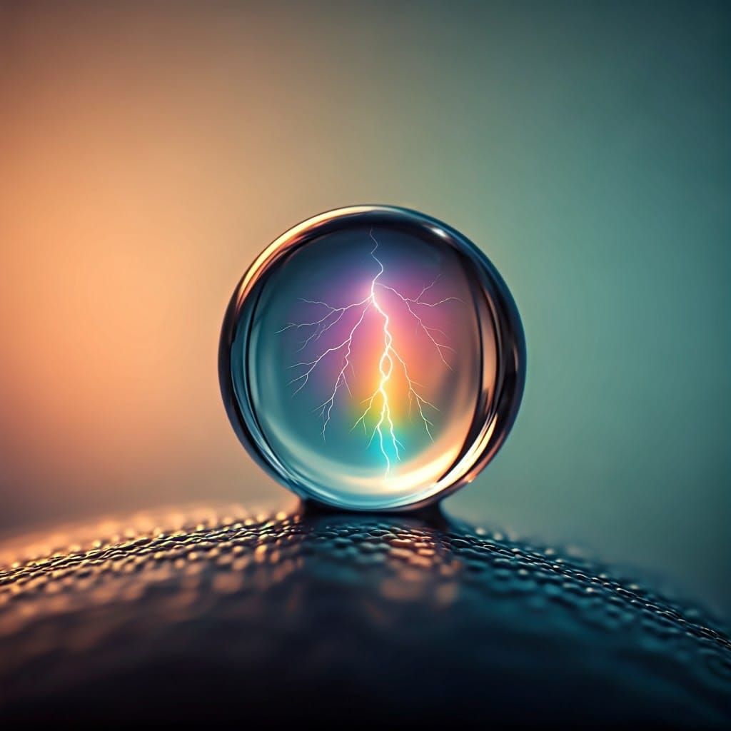 Rainbow Lightning Inside a Dew Drop, Airbrush Art