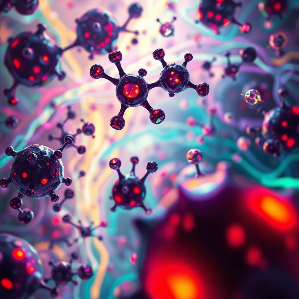 Molecular Interactions in Futuristic Neon Style