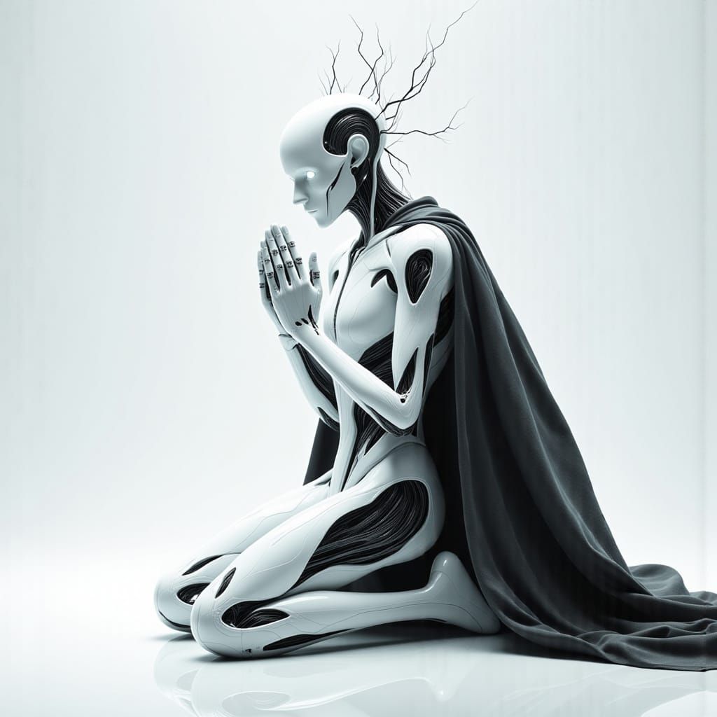 Robot in Prayer: Ceramic and Carbon Fiber Fusion