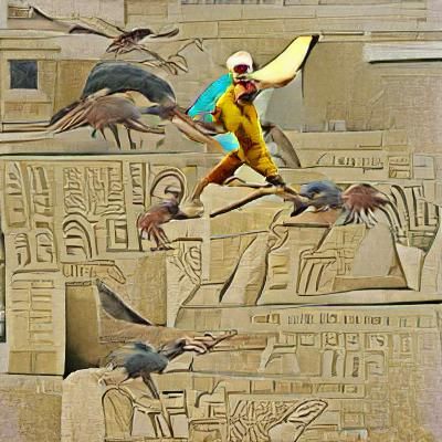 Bird-headed Figure Destroys Ancient Egyptians