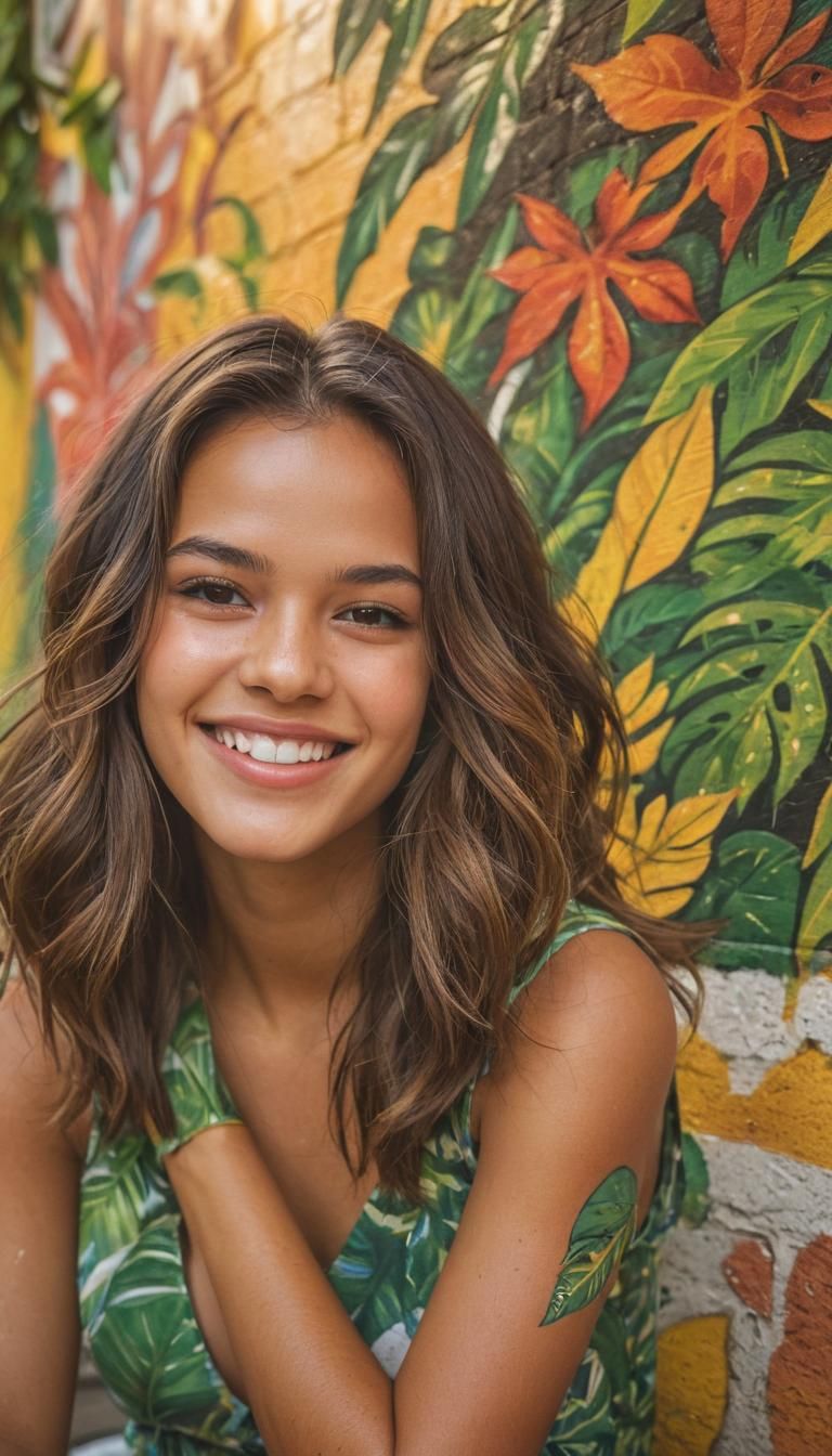 Bruna Marquezine Portrait with Brazilian Street Art