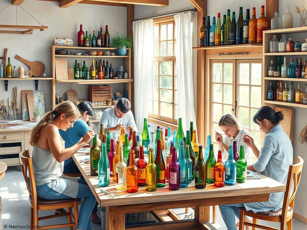 A Colorful Workshop: Artists Transforming Used Bottles into...