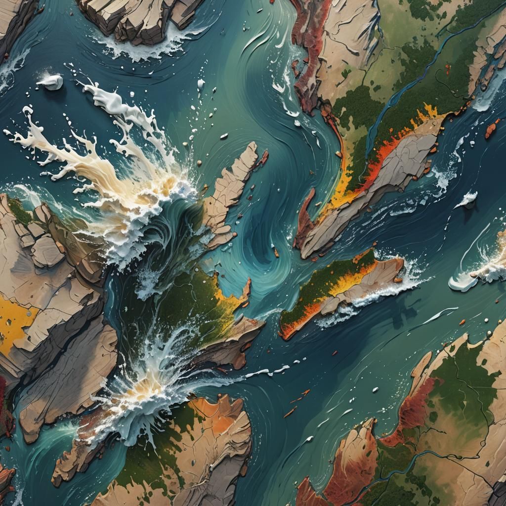 Hyperrealistic Hudson River Bay Splash Art