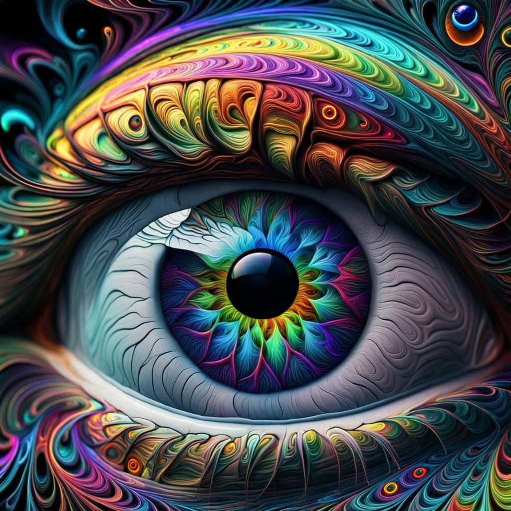 Neon Fractal Eye with Hyperrealistic Details