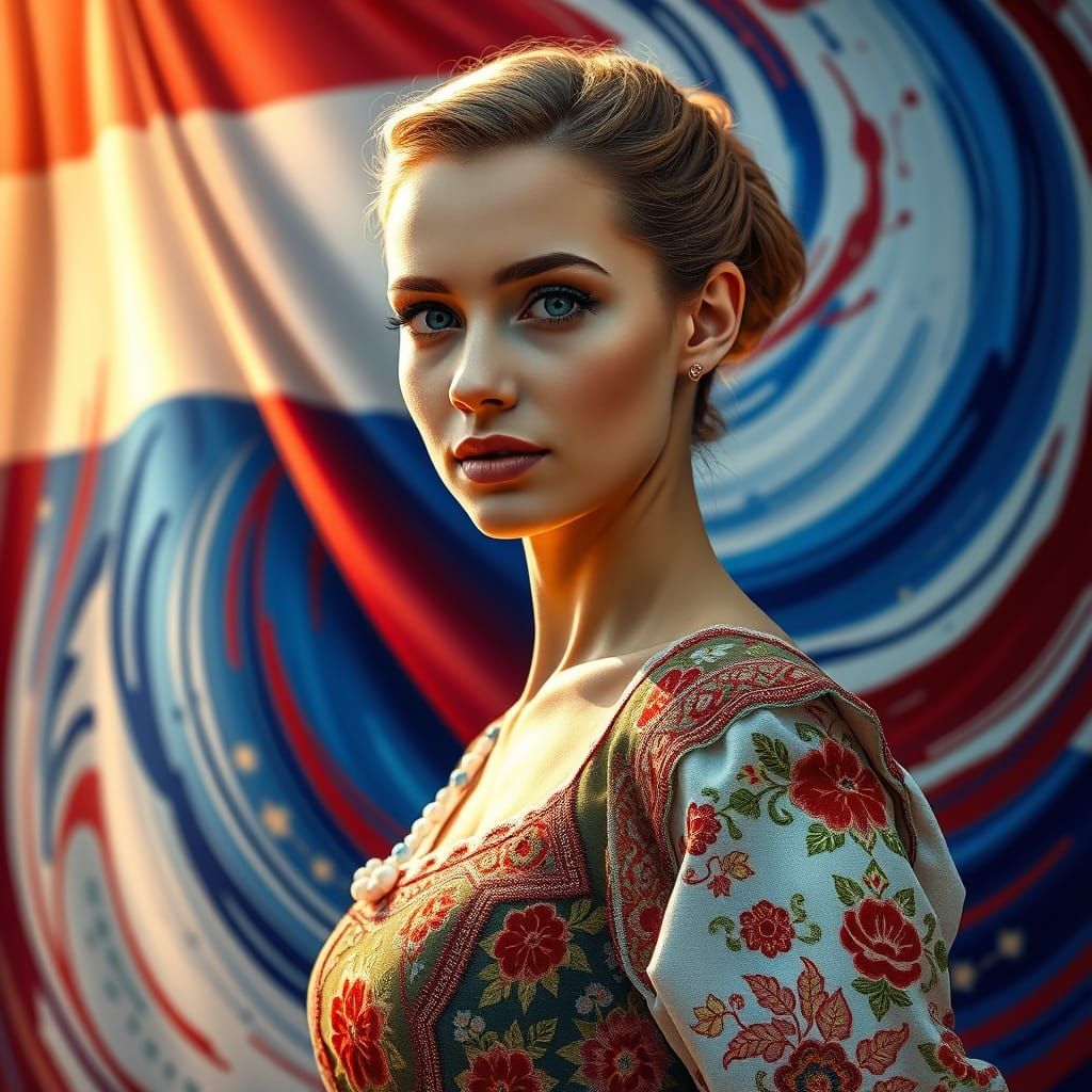 Traditional Holland Beauty with a Vibrant Splash Art Twist