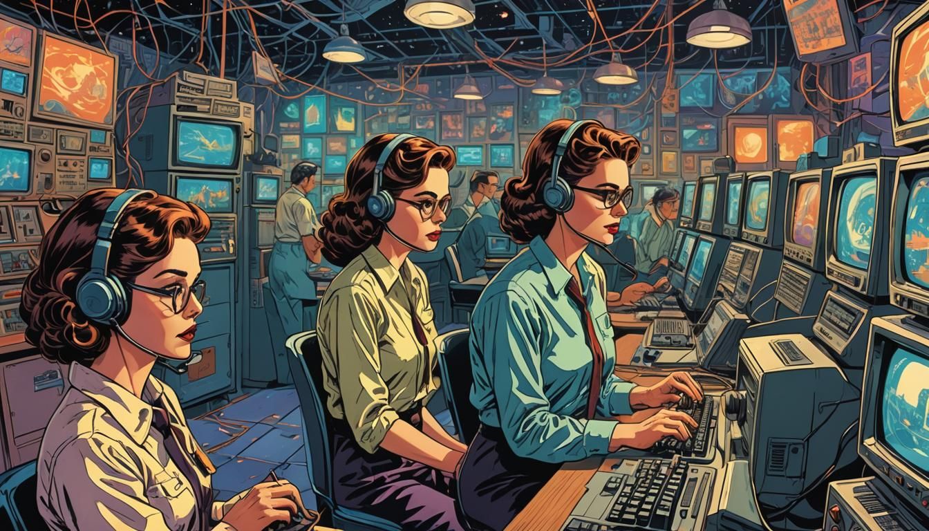 Retrofuturistic Telephone Operators in Comic Book Art